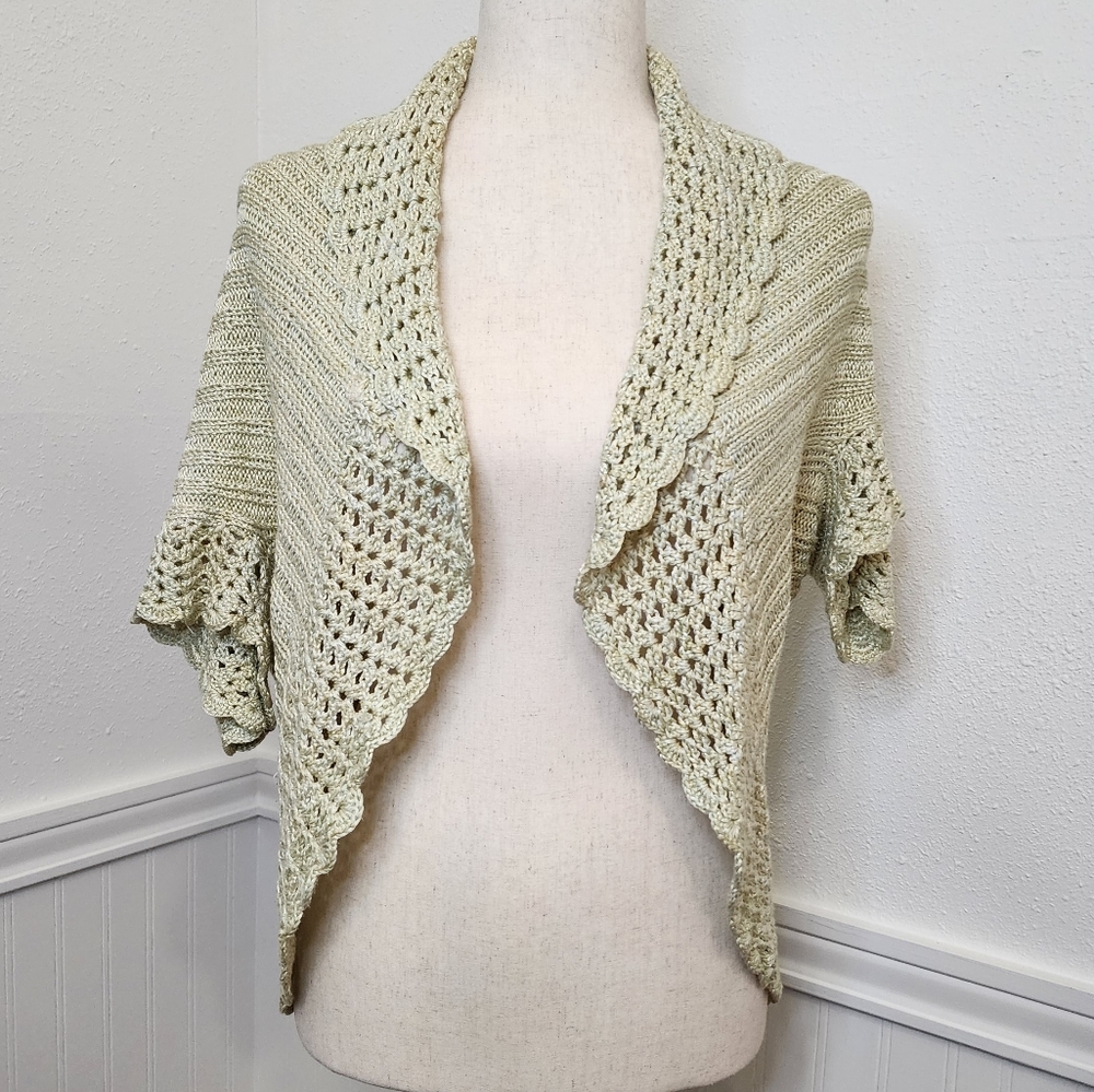 Handmade,Knitted Crochet? VINTAGE sweater vest cardigan small/med shrug poncho